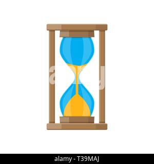 Old style Sanduhr Uhren mit Sand. Sanduhr im flachen Stil isoliert auf Weiss. Vector Illustration Stock Vektor