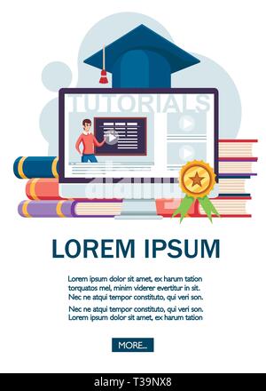 Online Bildung Konzept. Flache Vector Illustration. Web site Seite und mobile App Design. Online Training, Workshops und Kurse Visualisierung. Stock Vektor