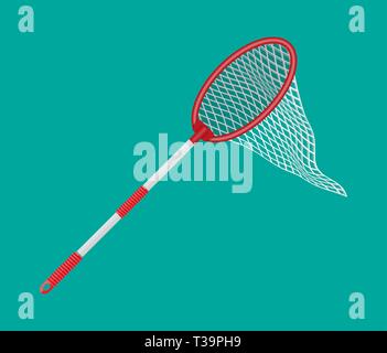 Butterfly net mit Griff aus Kunststoff. Vector Illustration im flachen Stil Stock Vektor
