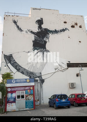 Graffiti auf einem Parkplatz in Nikosia Stockfoto