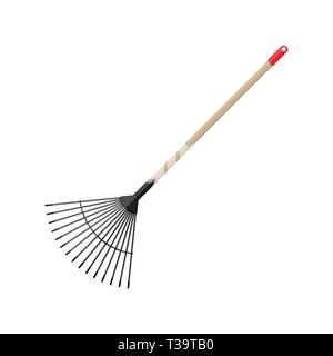 Metall Rechen mit Holzstiel. Garten Zubehör. Vector Illustration flache Bauweise Stock Vektor
