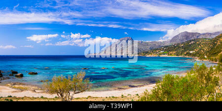 Schöne Plakias Strand, Panoramaaussicht, Insel Kreta, Griechenland Stockfoto