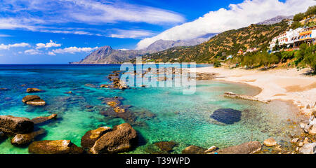 Beeindruckenden Ortes Plakias, Panoramaaussicht, Insel Kreta, Griechenland Stockfoto