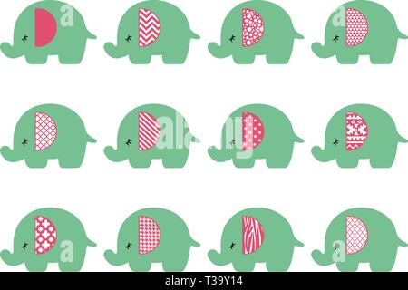 Elefant Silhouetten Vektor Sammlung Stock Vektor