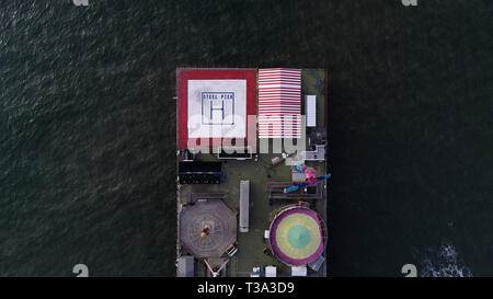 Der hubschrauberlandeplatz am Ende der Steel Pier in Atlantic City, NJ Stockfoto