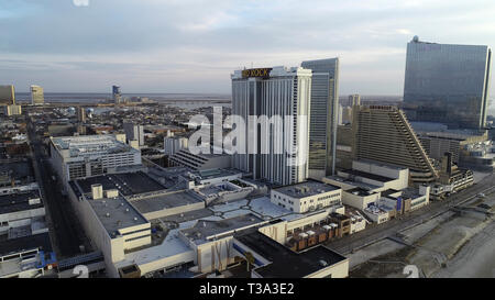 Luftaufnahme von Atlantic City Streifen mit dem Hard Rock, Showboat und Ocean Casinos Stockfoto