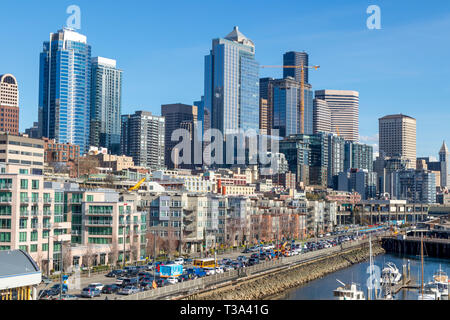 Die Innenstadt von Seattle, Washington. Stockfoto