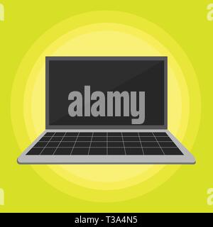 Laptop mit Raster Design Tastatur und leeren schwarzen Bildschirm auf pastellfarbenen Hintergrund Design Business Konzept leeren Text kopieren für Web Banner Werbemittel materia Stock Vektor