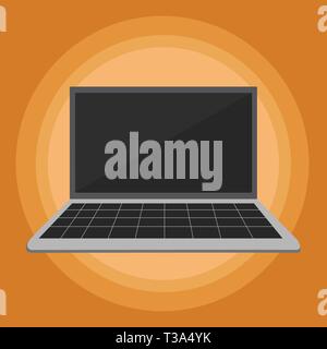 Laptop mit Raster Design Tastatur und leeren schwarzen Bildschirm auf pastellfarbenen Hintergrund Design Business Konzept leeren Text kopieren für Web Banner Werbemittel materia Stock Vektor