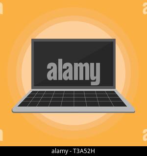 Laptop mit Raster Design Tastatur und leeren schwarzen Bildschirm auf pastellfarbenen Hintergrund Design Business Konzept leere Raum modernen abstrakten Hintergrund Stock Vektor