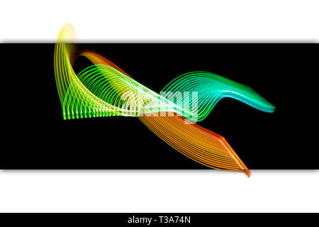 Textur der gestreifte Papier in Hell gemischt Neon grünen und gelben Farben. Helle Streifen für Plakat, Website, Broschüre, drucken. Stockfoto