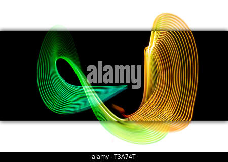 Textur der gestreifte Papier in Hell gemischt Neon grünen und gelben Farben. Helle Streifen für Plakat, Website, Broschüre, drucken. Stockfoto