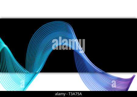 Farbenfroh und Blau neon Spirale Linien. Abstract background von blue Neon, sanftes Licht formen. Helle Streifen für Plakat, Website, Broschüre, drucken. Stockfoto