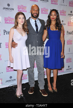 Anna Kendrick, Common, Zoe Saldana bei den Film Independent Spirit Awards 2013 Nominierungen Pressekonferenz im W Hotel in Los Angeles. Anna Kendrick, Common, Zoe Saldana 28 Veranstaltung in Hollywood Leben - Kalifornien, Red Carpet Event, USA, Filmindustrie, Prominente, Fotografie, Bestof, Kunst, Kultur und Unterhaltung, Topix prominente Mode, Besten, Hollywood Leben, Event in Hollywood Leben - Kalifornien, Roter Teppich und backstage, Film Stars, TV Stars, Musik, Promis, Topix, Akteure aus dem gleichen Film, Cast und co Star zusammen. Anfrage tsuni@Gamma-USA.com, Kredit Tsuni/USA, Stockfoto