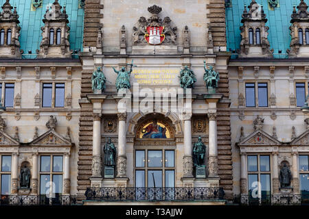 Detail der Hamburger Rathaus Das Hamburger Rathaus, Hamburg, Deutschland Stockfoto