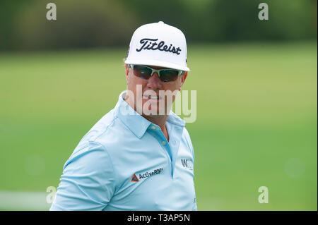 San Antonio, Texas, USA. April 07, 2019: Charley Hoffman in Aktion letzte Runde bei der Valero Texas Open, TPC San Antonio Eichen Kurs. San Antonio, Texas. Mario Cantu/CSM Credit: Cal Sport Media/Alamy leben Nachrichten Stockfoto