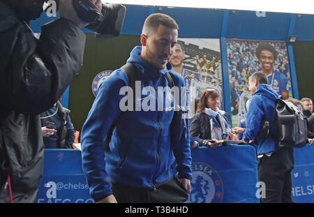 London, Großbritannien. 8. Apr 2019. Eden Hazard von Chelsea vor dem Premier League Spiel zwischen Chelsea und West Ham United an der Stamford Bridge am 8. April 2019 in London, England gesehen. (Foto von Zed Jameson/phcimages.com) Credit: PHC Images/Alamy leben Nachrichten Stockfoto