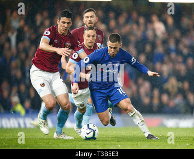 London, Großbritannien. 08 Apr, 2019. Chelsea's Eden Hazard während der Englischen Premier League zwischen Chelsea und West Ham United Stadion an der Stamford Bridge, London, England am 08. Apr 2019. Credit: Aktion Foto Sport/Alamy leben Nachrichten Stockfoto