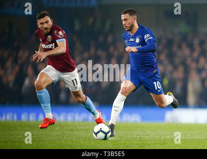 London, Großbritannien. 08 Apr, 2019. Chelsea's Eden Hazard während der Englischen Premier League zwischen Chelsea und West Ham United Stadion an der Stamford Bridge, London, England am 08. Apr 2019. Credit: Aktion Foto Sport/Alamy leben Nachrichten Stockfoto