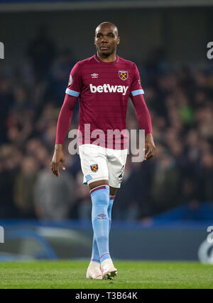 London, Großbritannien. 8. Apr 2019. Angelo OGBONNA von West Ham United in der Premier League Spiel zwischen Chelsea und West Ham United an der Stamford Bridge, London, England am 8. April 2019. Foto von Andy Rowland. Credit: PRiME Media Images/Alamy leben Nachrichten Stockfoto
