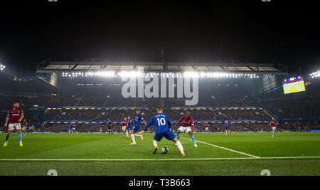 London, Großbritannien. 8. Apr 2019. Eden HAZARD von Chelsea in der Premier League Spiel zwischen Chelsea und West Ham United an der Stamford Bridge, London, England am 8. April 2019. Foto von Andy Rowland. Credit: PRiME Media Images/Alamy leben Nachrichten Stockfoto