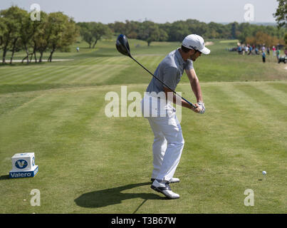 San Antonio, Texas, USA. 5 Apr, 2019. GOLF - 2019 - Andrew Landry von Austin, Texas, T-Stücke weg auf Loch 10, Runde 2, Valero Texas Open, TPC San Antonio, Eichen Kurs, 5. April, San Antonio, Texas Credit: Scott Foley/ZUMA Draht/Alamy leben Nachrichten Stockfoto