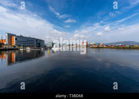 Titanic Hotel Cocktailbar und ehemaligen Zeichnung Amt der White Star Line, Belfast, Nordirland Stockfoto