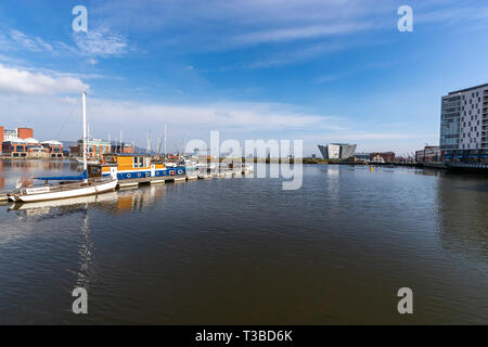 Titanic Hotel Cocktailbar und ehemaligen Zeichnung Amt der White Star Line, Belfast, Nordirland Stockfoto