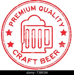 Grunge Premium Qualität Handwerk Bier runden Stempel auf weißem Hintergrund Stock Vektor