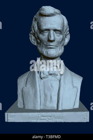 Statue von Abraham Lincoln. 3D. Büste von Lincoln auf einem dunklen Hintergrund. Vector Illustration Stock Vektor