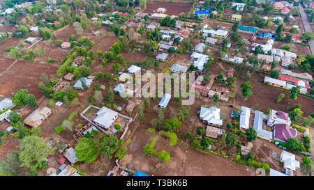 Moshi urabn Bereichen mit lokalen Siedlung Stockfoto