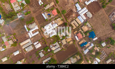 Moshi urabn Bereichen mit lokalen Siedlung Stockfoto