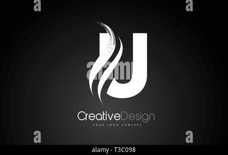 U Schreiben Design Pinsel Farbe streichen. Schreiben Logo mit schwarzem Hintergrund Stock Vektor