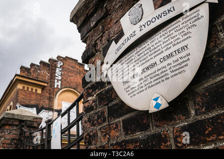 Krakau, Polen - März 22, 2019 - Neuer jüdischer Friedhof in Krakau, Polen Stockfoto