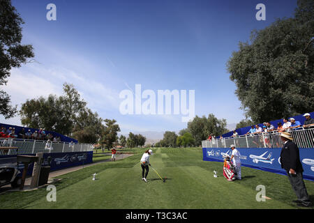 RANCHO MIRAGE, Kalifornien - 01. APRIL 2015: Pornanong Phatlum von Malaysia im ANA Inspiration-Turnier auf der LPGA Tour, 01. April 2015 Stockfoto