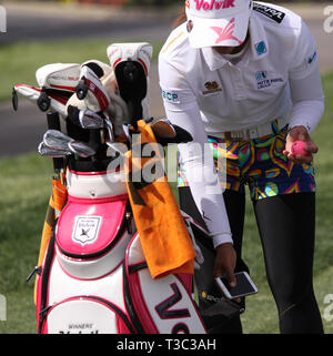 RANCHO MIRAGE, Kalifornien - 01. APRIL 2015: Pornanong Phatlum von Malaysia im ANA Inspiration-Turnier auf der LPGA Tour, 01. April 2015 Stockfoto