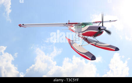 Retro Wasserflugzeug Abbildung. 3D-Render. Gegen den Himmel Stockfoto