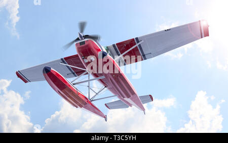 Retro Wasserflugzeug Abbildung. 3D-Render. Gegen den Himmel Stockfoto