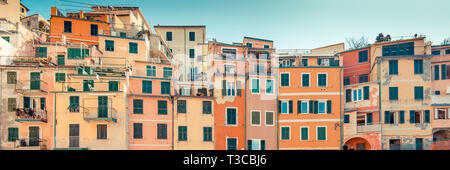 Riomaggiore, Cinque Terre (Italienische Riviera Ligurien), Italien - berühmte italienische Reiseziele Stockfoto