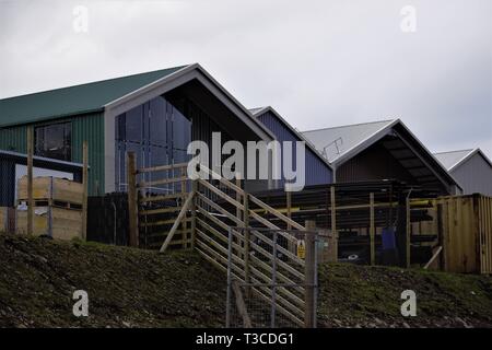 Scottish Sea Farmen lachs Fischzuchtanstalt mit Blick auf Loch Creran Stockfoto