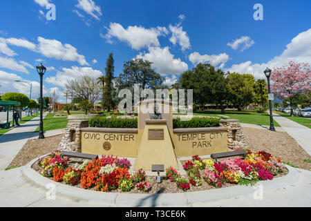 Los Angeles, Mar 28: Zeichen der Temple City Park am 28.MÄRZ, 2019 in Los Angeles, Kalifornien Stockfoto