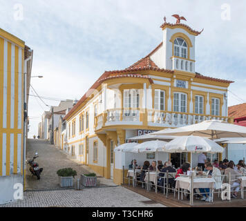 Die Candy striped Strand Häuser in Costa Nova, Aveiro, Portugal Stockfoto