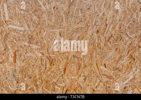 Close Up gedrückt Holzplatte Hintergrund, nahtlose Textur von OSB-Holz-Image Stockfoto