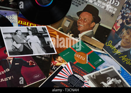 VIERSEN, Deutschland - 11. März. 2019: Blick auf Frank Sinatra Schallplatte Sammlung Stockfoto