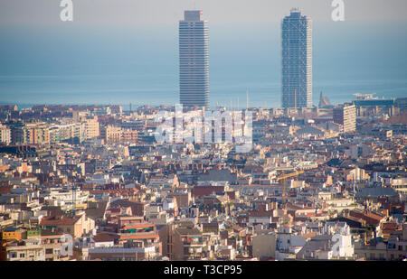 Auf Barcelona vom Park Güell Stockfoto