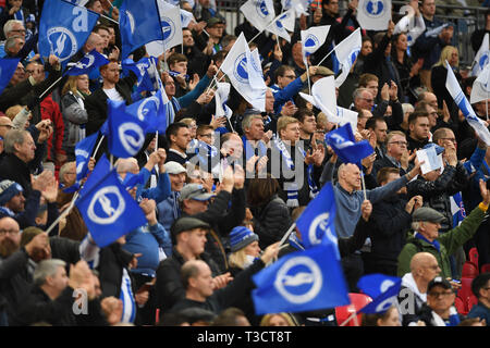 6. April 2019, Wembley, London, England; die Emirate FA Cup, Halbfinale, Manchester City vs Brighton, Brighton Fans Credit: Phil Westlake/News Bilder der Englischen Football League Bilder unterliegen DataCo Lizenz Stockfoto