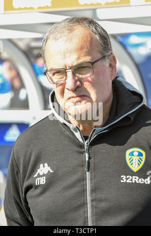 6. April 2019, St Andrew's, Birmingham, England; Sky Bet EFL Meisterschaft Birmingham City vs Leeds United, der Leeds Utd Manager Marcelo Bielsa von Leeds Utd Credit: Gareth Dalley/News Bilder der Englischen Football League Bilder unterliegen DataCo Lizenz Stockfoto