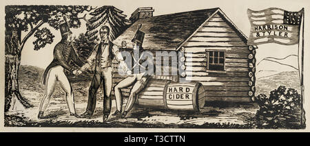 William Henry Harrison, John Tyler Wahlkampf Emblem, Holzschnitt, 1840 Stockfoto