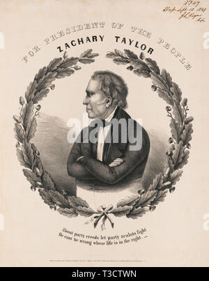 Für Präsident des Volkes, Zachary Taylor, US-Präsidentschaftswahlkampf Banner, 1847 Stockfoto