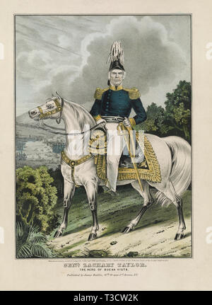 General Zachary Taylor, der Held von Buena Vista, Lithographie, James Baillie, 1848 Stockfoto